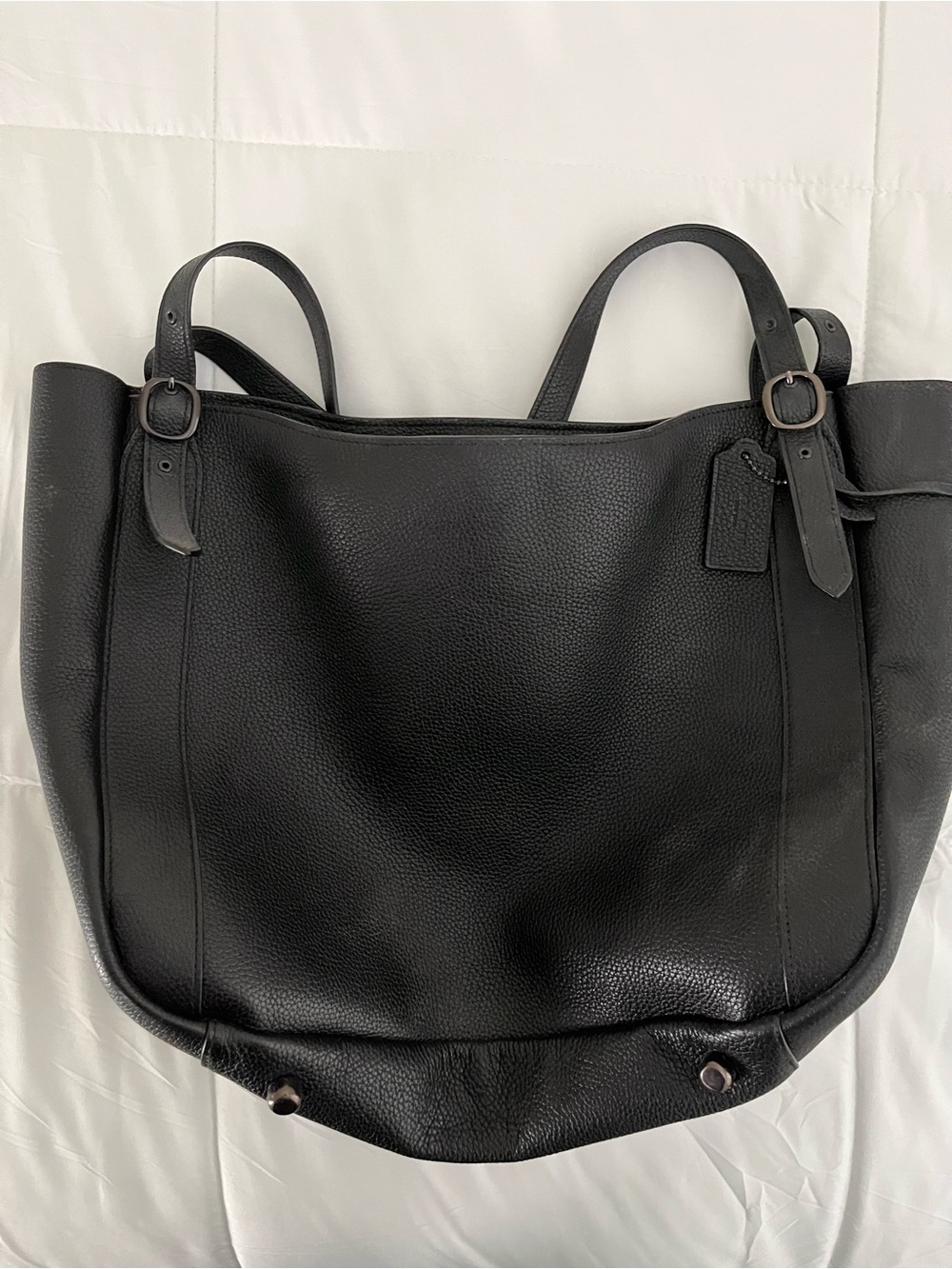 COACH Black Leather Shoulder Bag - Women's Classic Tote - Picture 4 of 8